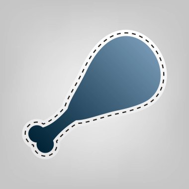 Tavuk bacağı işareti. Vektör. Gri arka plan, kesmek için anahat ile mavi kutsal kişilerin resmi.