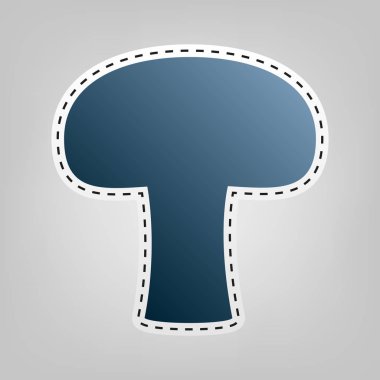 Mantar basit kayıt. Vektör. Gri arka plan, kesmek için anahat ile mavi kutsal kişilerin resmi.