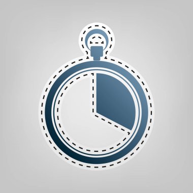 20 saniye, dakika kronometre işareti. Vektör. Gri arka plan, kesmek için anahat ile mavi kutsal kişilerin resmi.