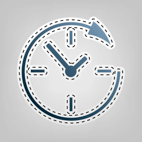 Service en ondersteuning voor klanten de klok rond en 24 uur. Vector. Blauwe pictogram met schets voor snijden van bij grijze achtergrond. — Stockvector
