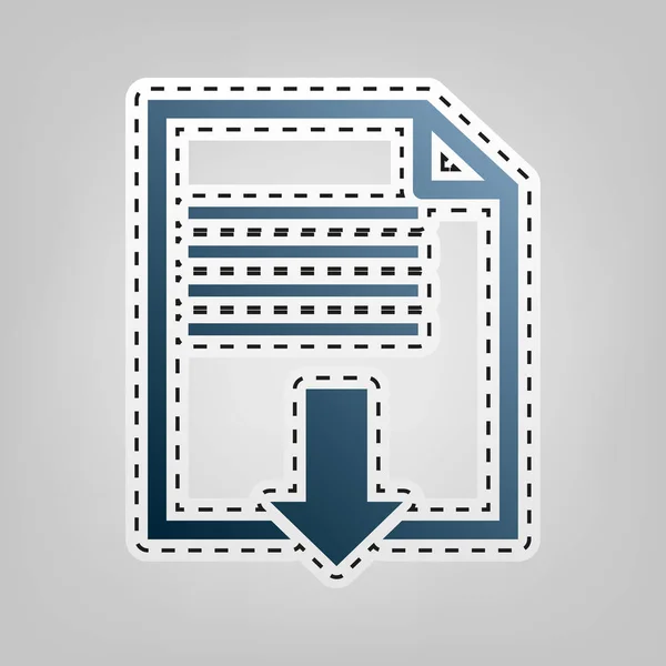 Signo de descarga de archivos. Vector. Icono azul con contorno para recortar en fondo gris . — Vector de stock