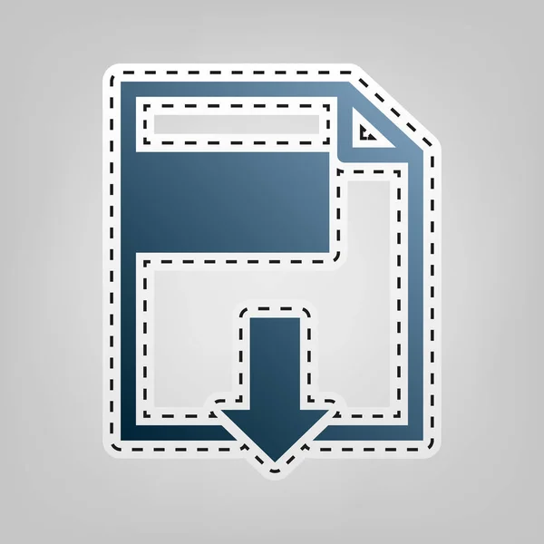 Signo de descarga de archivos. Vector. Icono azul con contorno para recortar en fondo gris . — Vector de stock