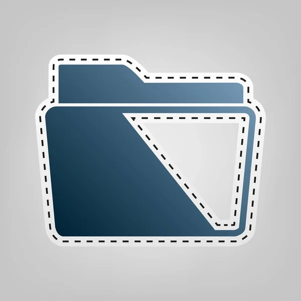 Illustration du signe du dossier. Vecteur. Icône bleue avec contour pour découper à fond gris . — Image vectorielle