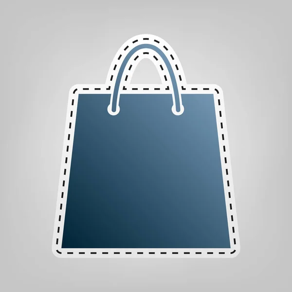 Ilustração saco de compras. Vector. Ícone azul com contorno para cortar em fundo cinza . — Vetor de Stock