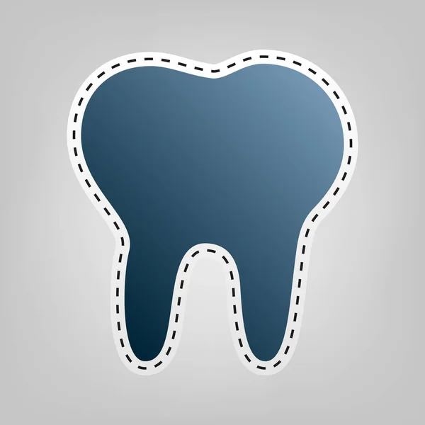 Ilustração do sinal do dente. Vector. Ícone azul com contorno para cortar em fundo cinza . —  Vetores de Stock