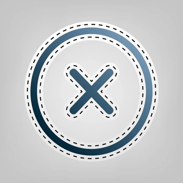 Korsa tecken illustration. Vektor. Blå symbol med kontur för att skära ut på grå bakgrund. — Stock vektor
