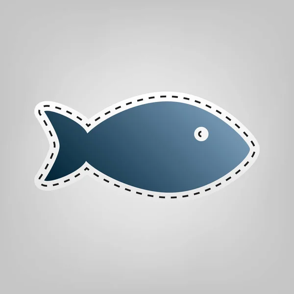 Ψάρια υπογράφουν εικονογράφηση. Διάνυσμα. Μπλε εικονίδιο με περίγραμμα για να αποκόψει στο γκρίζο φόντο. — Διανυσματικό Αρχείο