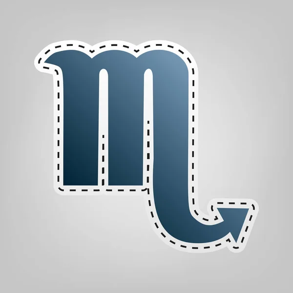 Escorpio signo ilustración. Vector. Icono azul con contorno para recortar en fondo gris . — Vector de stock