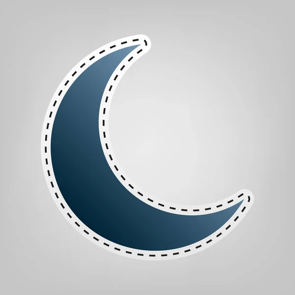 Moon sign illustration. Vector. Blue icon with outline for cutting out at gray background. — Stock Vector