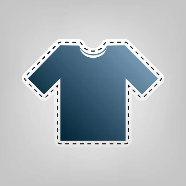 T-셔츠 기호 그림입니다. 벡터입니다. 회색 배경에서 밖으로 절단에 대 한 개요와 함께 블루 아이콘. — 스톡 벡터
