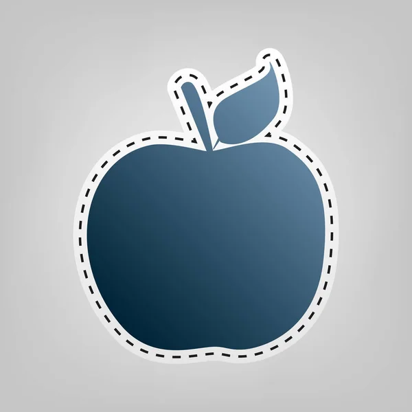 Ilustracja znak Apple. Wektor. Niebieska ikonka z konspektu do wycinania na szarym tle. — Wektor stockowy