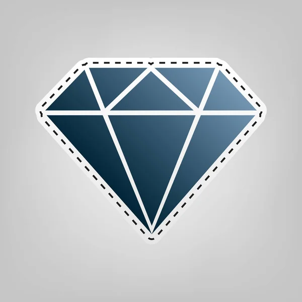 Diamond sign illustration. Vector. Blue icon with outline for cutting out at gray background. — Stock Vector