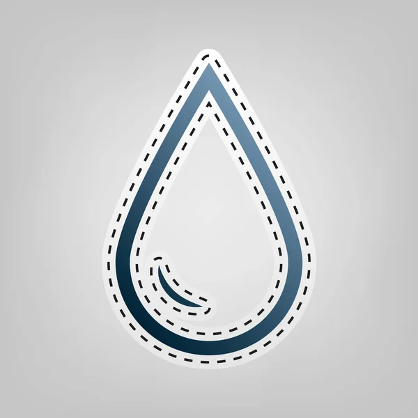 Una gota de agua. Vector. Icono azul con contorno para recortar en fondo gris . — Archivo Imágenes Vectoriales