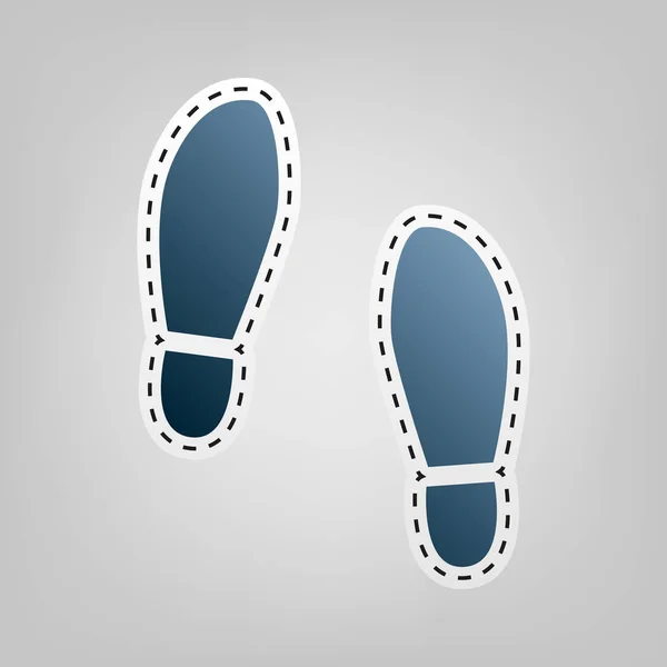 Imprint soles shoes sign. Vector. Blue icon with outline for cutting out at gray background. — Stock Vector