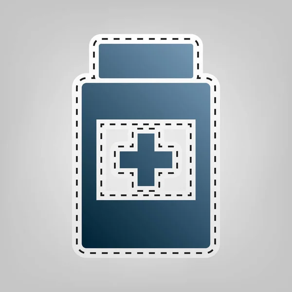 Signo de contenedor médico. Vector. Icono azul con contorno para recortar en fondo gris . — Archivo Imágenes Vectoriales