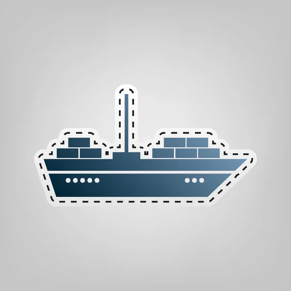 Hajó jel illusztráció. Vektor. Kék ikon vázlat a szürke háttér kivágása. — Stock Vector