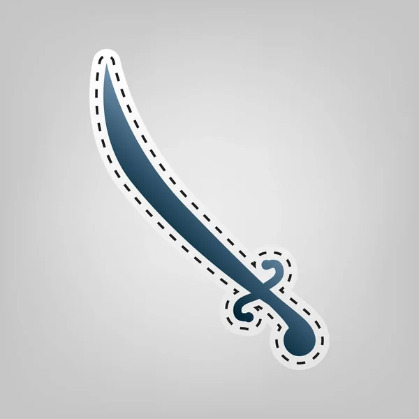 Ilustração do signo da espada. Vector. Ícone azul com contorno para cortar em fundo cinza . — Vetor de Stock