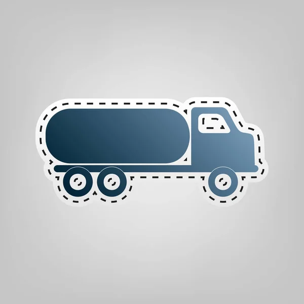 Carros de transporte assinados. Vector. Ícone azul com contorno para cortar em fundo cinza . — Vetor de Stock