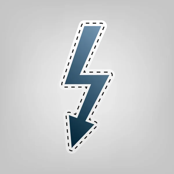 High voltage danger sign. Vector. Blue icon with outline for cutting out at gray background. — Stock Vector