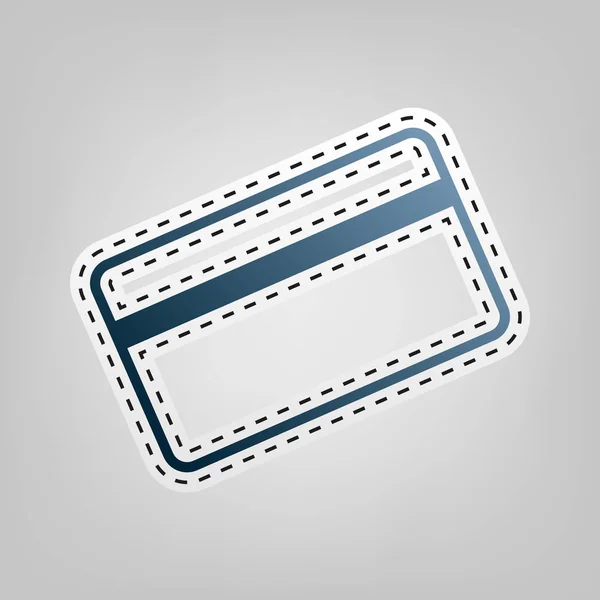 Символ кредитної картки для звантаження. Вектор. Синя піктограма з контуром для вирізання на сірому фоні . — стоковий вектор