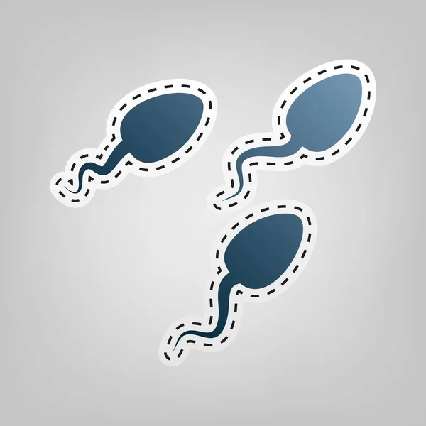 Signo de espermatozoides ilustración. Vector. Icono azul con contorno para recortar en fondo gris . — Archivo Imágenes Vectoriales