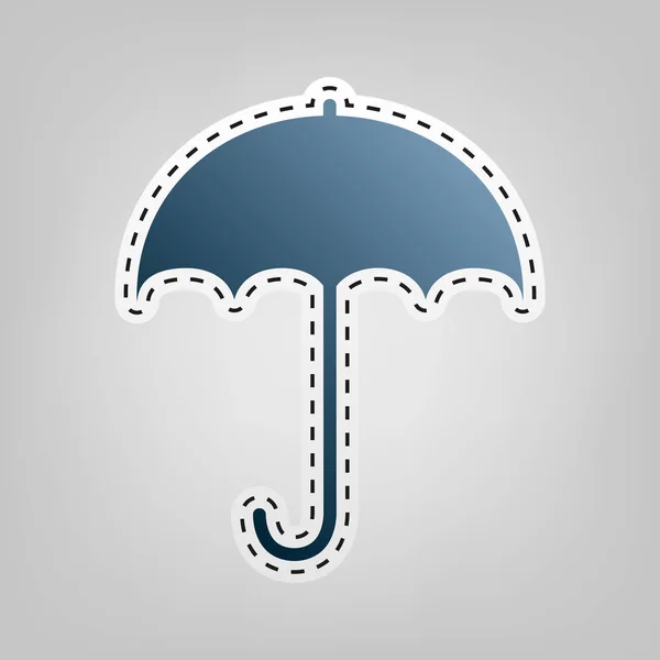 Deštník ikona podepsat. Déšť symbol ochrany. Plochý design styl. Vektor. Modrá ikona s obrysem pro vysekávání na šedém pozadí. — Stockový vektor