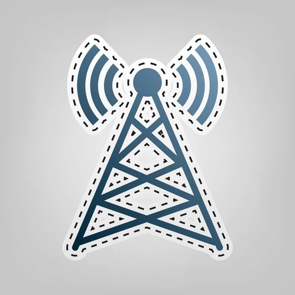 Antennenzeichenillustration. Vektor. blaues Symbol mit Umriss zum Ausschneiden auf grauem Hintergrund. — Stockvektor