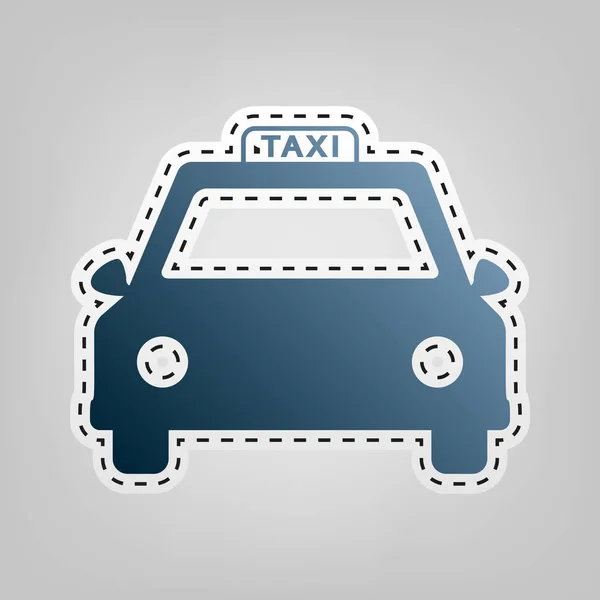 Taxi tecken illustration. Vektor. Blå symbol med kontur för att skära ut på grå bakgrund. — Stock vektor