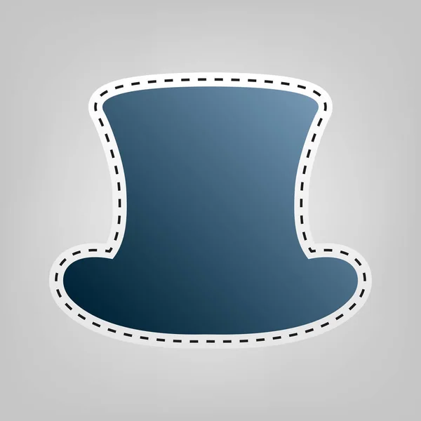 Señal de sombrero de copa. Vector. Icono azul con contorno para recortar en fondo gris . — Vector de stock