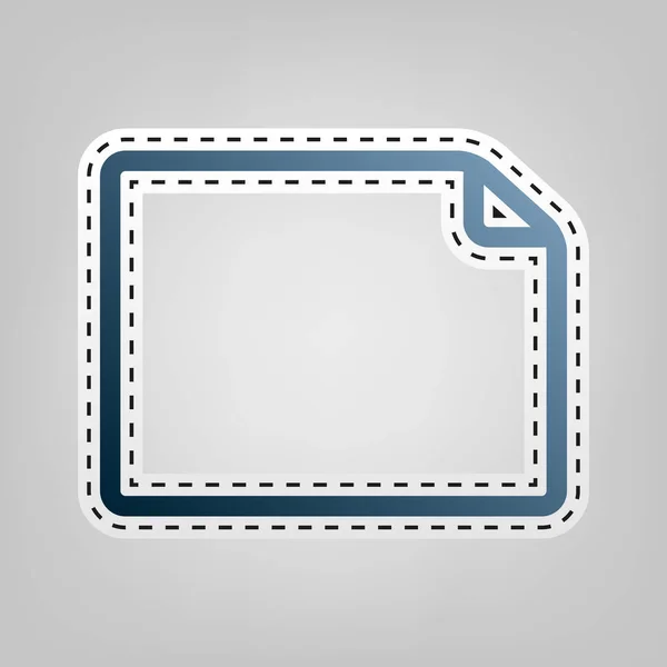 Ilustración horizontal del signo de documento. Vector. Icono azul con contorno para recortar en fondo gris . — Vector de stock