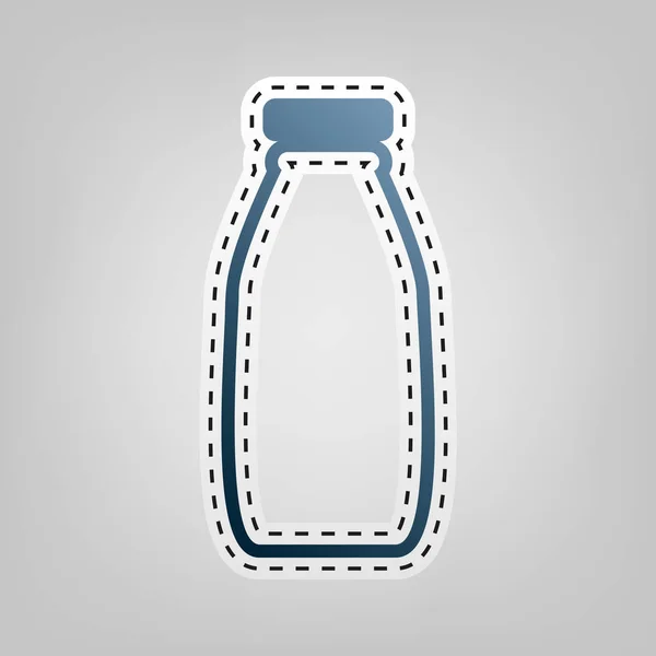 Signe de bouteille de lait. Vecteur. Icône bleue avec contour pour découper à fond gris . — Image vectorielle