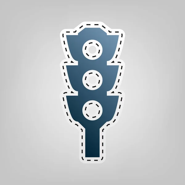 Panneau de signalisation. Vecteur. Icône bleue avec contour pour découper à fond gris . — Image vectorielle