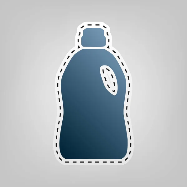Пластиковая бутылка для чистки. Вектор. Синий значок с контуром для вырезания на сером фоне . — стоковый вектор