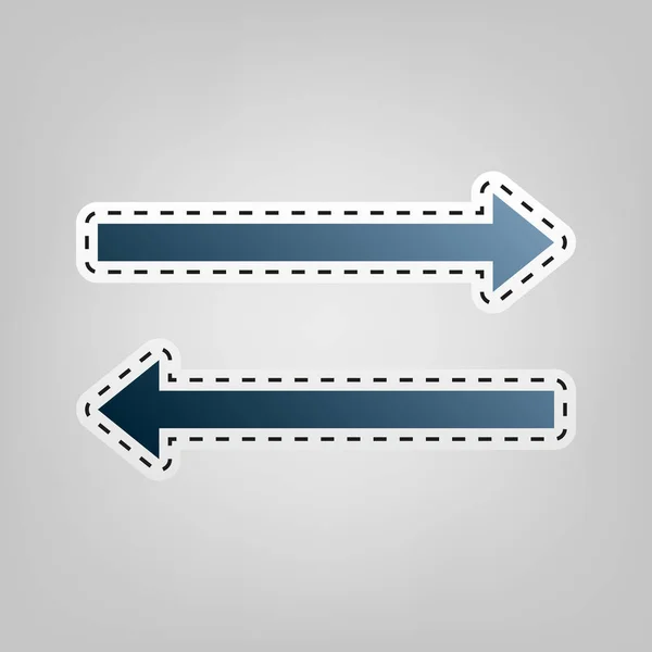 Pijl eenvoudige teken. Vector. Blauwe pictogram met schets voor snijden van bij grijze achtergrond. — Stockvector