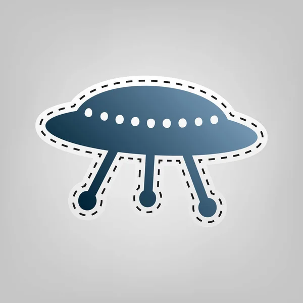 UFO egyszerű jel. Vektor. Kék ikon vázlat a szürke háttér kivágása. — Stock Vector