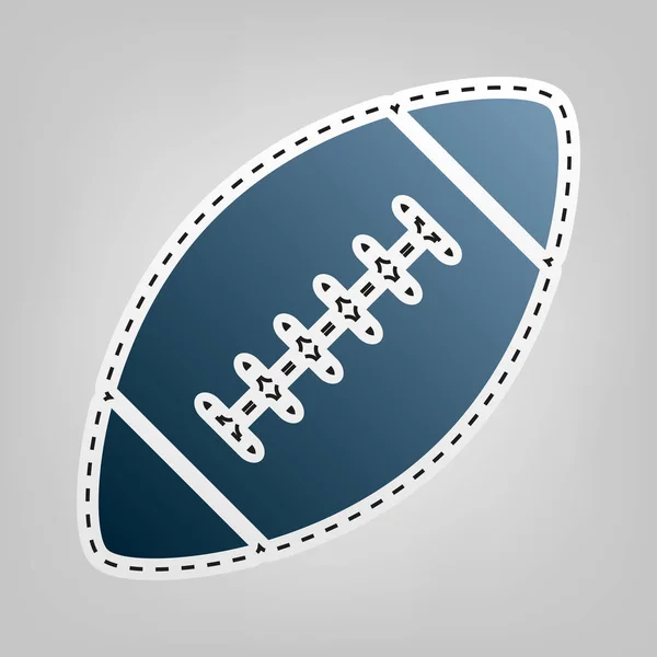 American Simple Football Ball. Vektor. blaues Symbol mit Umriss zum Ausschneiden auf grauem Hintergrund. — Stockvektor