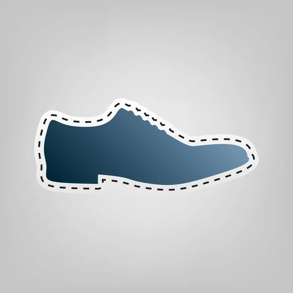 Homens sapatos assinar. Vector. Ícone azul com contorno para cortar em fundo cinza . —  Vetores de Stock