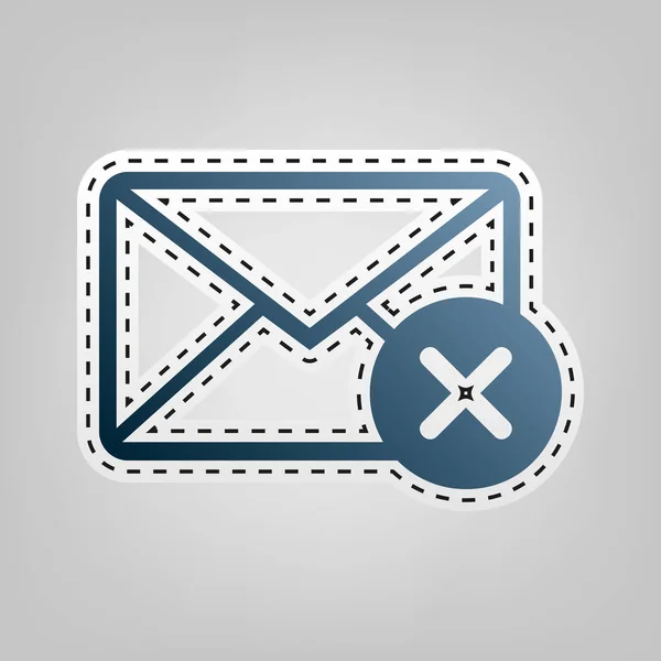 Mail sign illustration with cancel mark. Vector. Blue icon with outline for cutting out at gray background. — Stock Vector