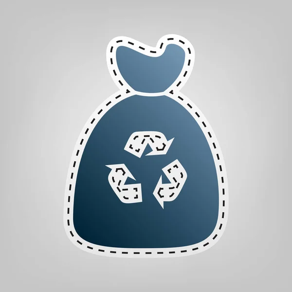 Müllsack-Ikone. Vektor. blaues Symbol mit Umriss zum Ausschneiden auf grauem Hintergrund. — Stockvektor