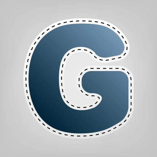 Letter G teken ontwerpen element sjabloon. Vector. Blauwe pictogram met schets voor snijden van bij grijze achtergrond. — Stockvector
