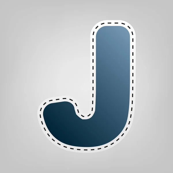 Літера J елемент шаблону дизайну таблиці. Вектор. Синя піктограма з контуром для вирізання на сірому фоні . — стоковий вектор