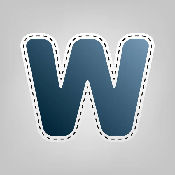 Lettera W segno elemento modello di design. Vettore. Icona blu con contorno per ritaglio su sfondo grigio . — Vettoriale Stock