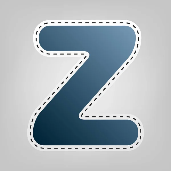 Letra Z elemento plantilla de diseño de signo. Vector. Icono azul con contorno para recortar en fondo gris . — Archivo Imágenes Vectoriales