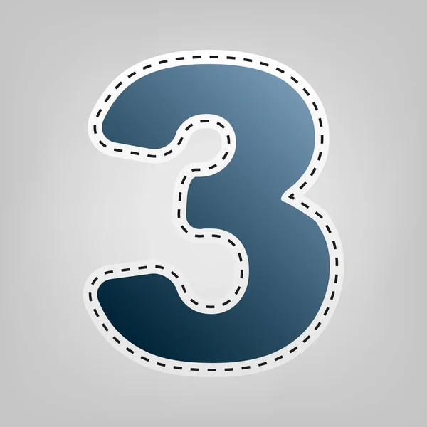 Numero 3 segno elemento modello di design. Vettore. Icona blu con contorno per ritaglio su sfondo grigio . — Vettoriale Stock