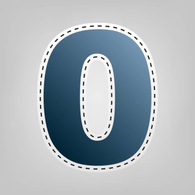 Sayı 0 işareti tasarım şablonu öğesi. Vektör. Gri arka plan, kesmek için anahat ile mavi kutsal kişilerin resmi.