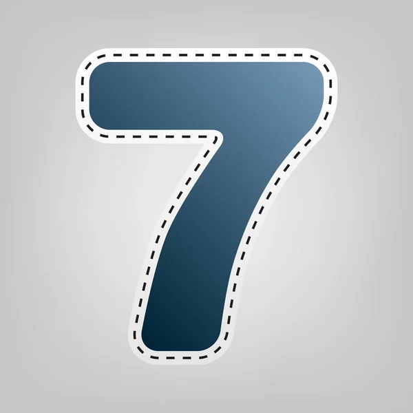 Numero 7 segno elemento modello di design. Vettore. Icona blu con contorno per ritaglio su sfondo grigio . — Vettoriale Stock