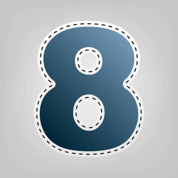 Numéro 8 signe élément de modèle de conception. Vecteur. Icône bleue avec contour pour découper à fond gris . — Image vectorielle
