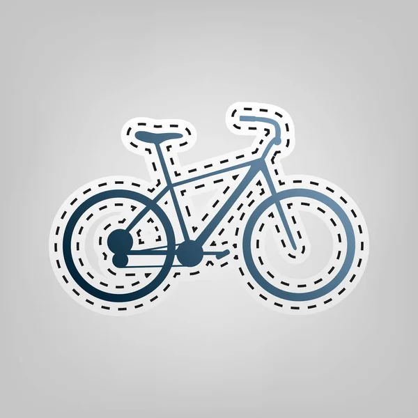 Bicicleta, sinal de bicicleta. Vector. Ícone azul com contorno para cortar em fundo cinza . —  Vetores de Stock