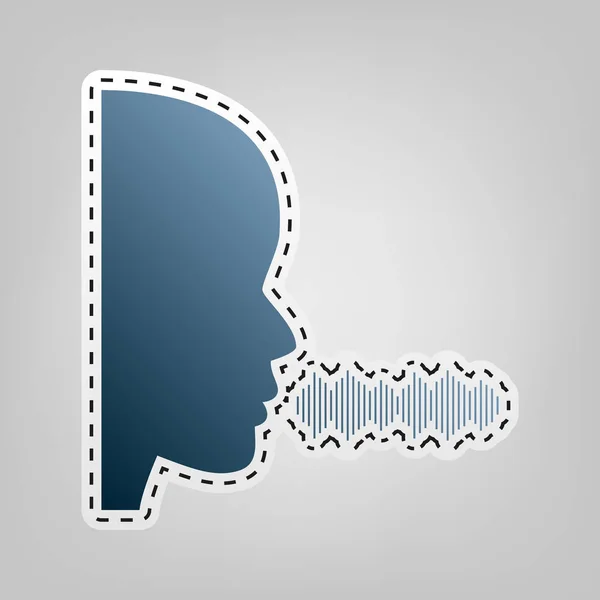Des gens qui parlent ou chantent. Vecteur. Icône bleue avec contour pour découper à fond gris . — Image vectorielle
