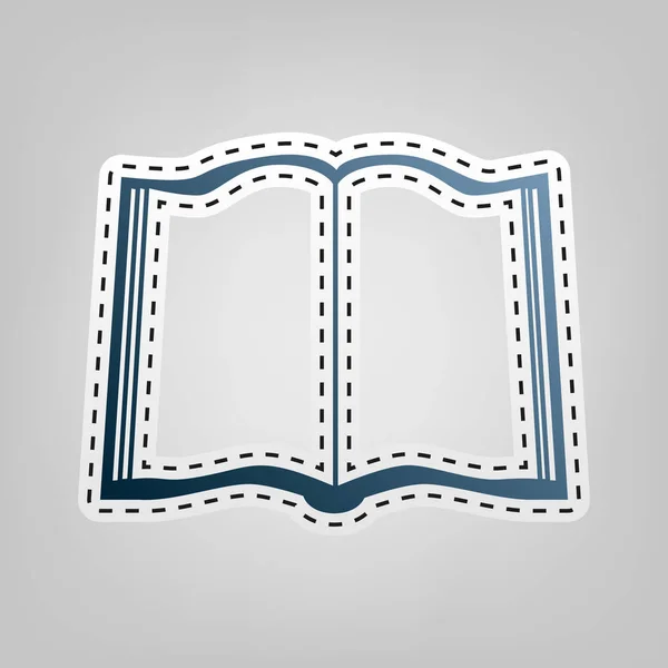 Signo del libro. Vector. Icono azul con contorno para recortar en fondo gris . — Archivo Imágenes Vectoriales